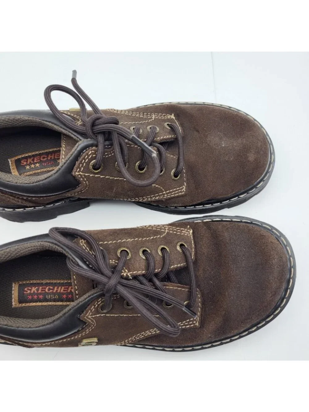 VTG Womens Skechers USA Y2K Chunky Lug Brown Leather SZ 7 Throwback